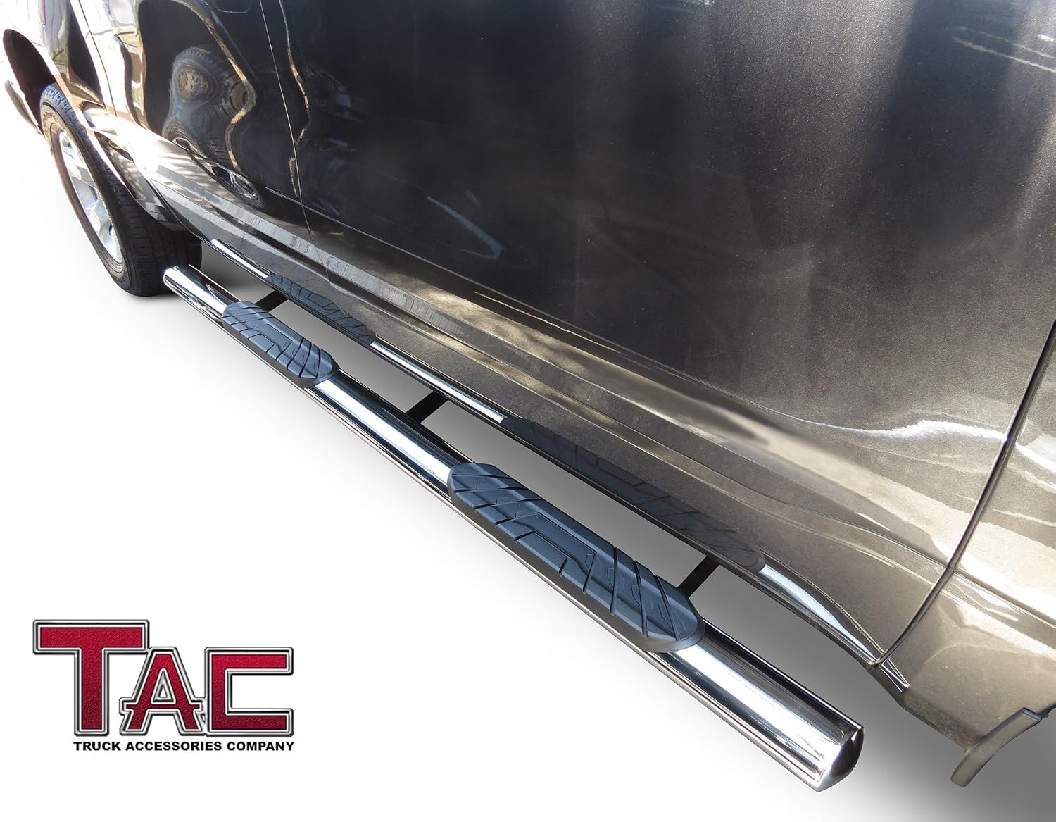 TAC Side Steps Fit 2015-2026 Ford F150 SuperCrew Cab & 2022-2026 F150 Lightning EV |2017-2026 F250/350/450/550 Super Duty Crew Cab 4' Oval Tube Stainless Steel Side Nerf Bars 2pcs