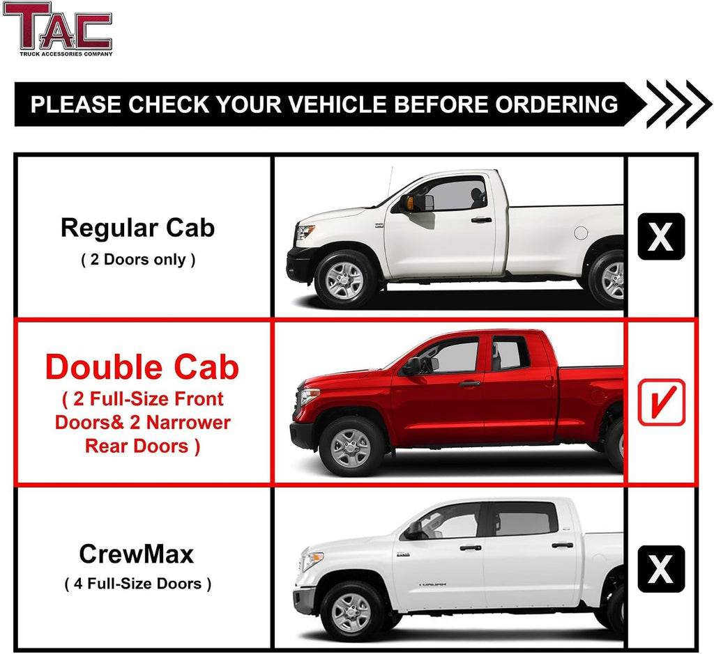 TAC 4.25' Side Steps Fit 2007-2021 Toyota Tundra Double Cab Pickup Truck Oval Bend Texture Black Nerf Bars Running Boards Exterior Accessories (Texture Powder Coating Brackets) (2 Pieces)
