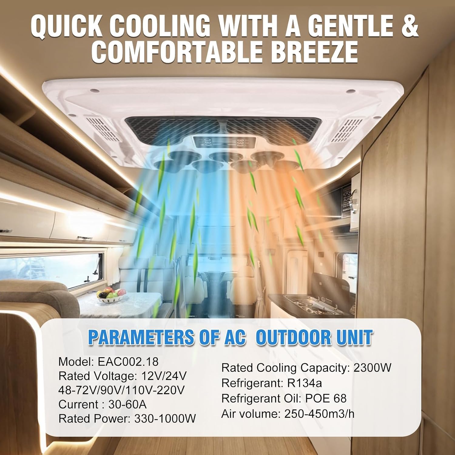 Treeligo 12V 10000BTU RV Rooftop Air Conditioner, Ultra-Quiet Heating & Cooling DC AC Kit Fit for Motorhome, Truck, Campers, Campervan & Caravan