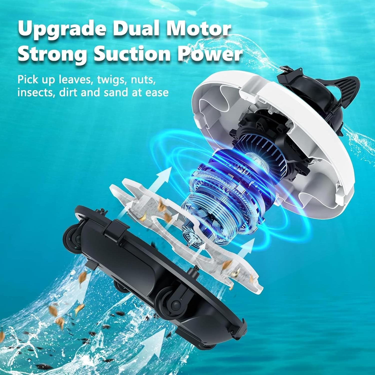 Cordless Robotic Pool Cleaner, Pool Vacuum for Above Ground Pool Come, 120 Mins Running Time, Self-Parking, Pool Vacuum Inground Pools, Lightweight Pool Robot,220V