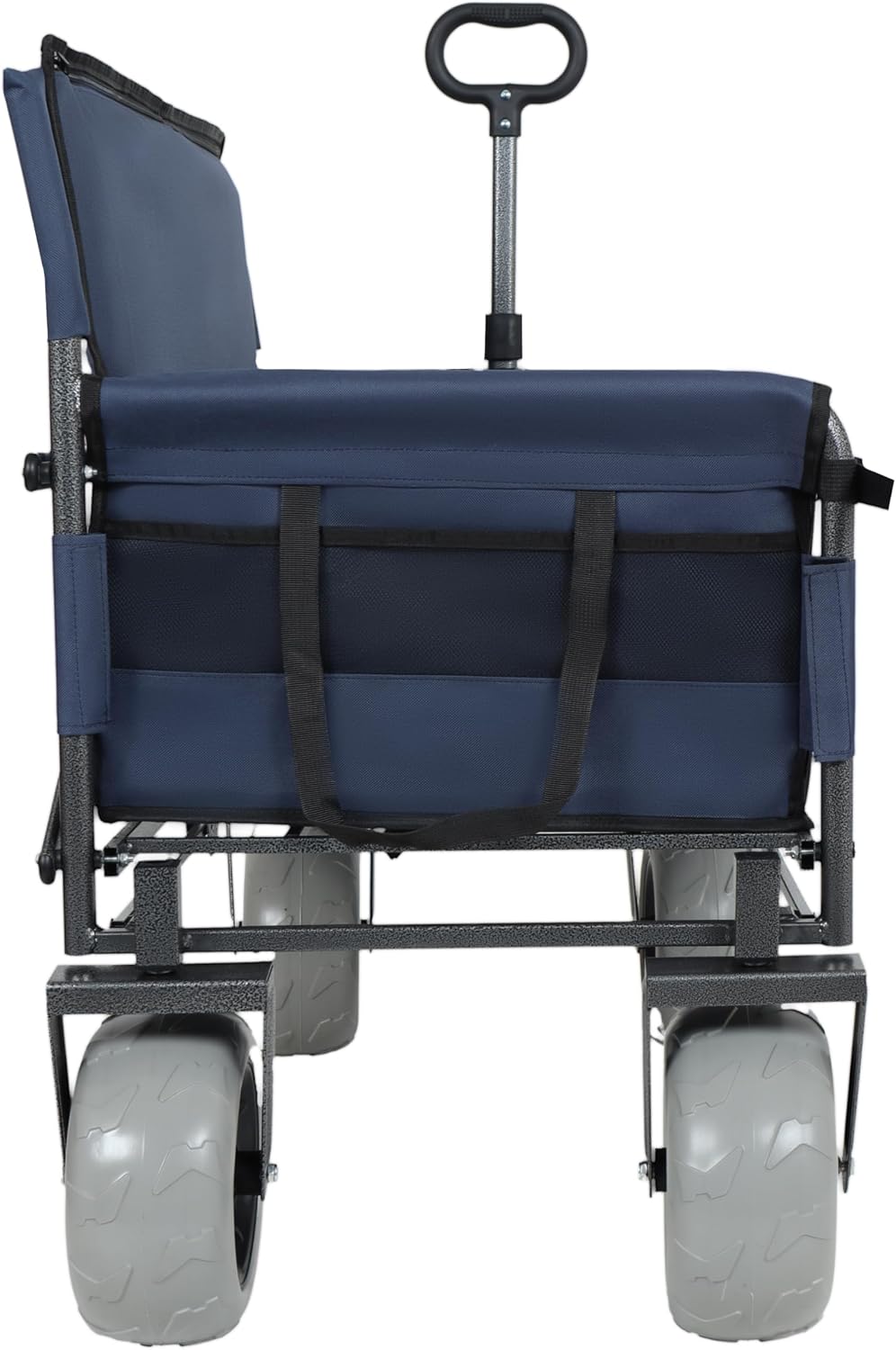 3-in-1 Folding Wagon with Bench Seat – 500lbs Capacity,Reinforced Carbon Steel Frame, 180L Cargo Space– Perfect for Camping, Beach, Outdoor Events & Heavy-Duty Hauling (Dark Blue)