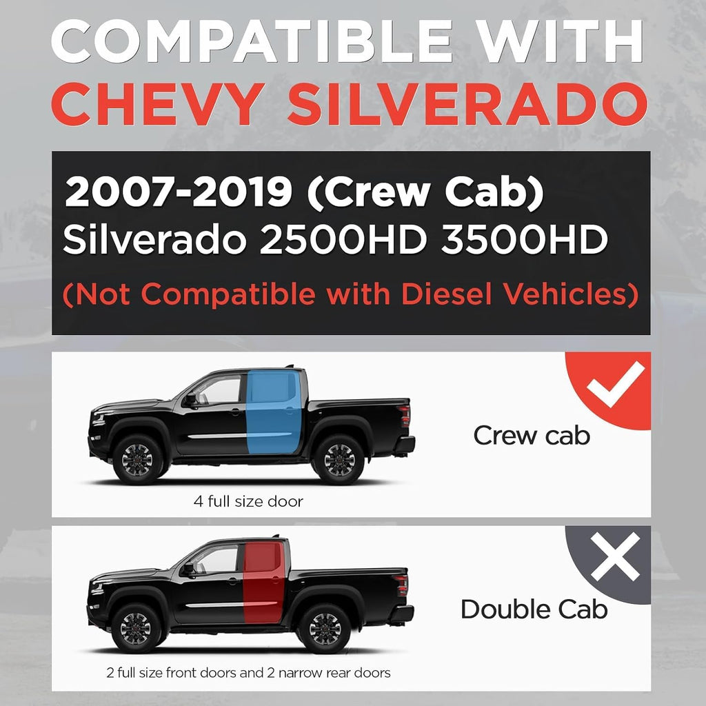 PZ 6.5' Running Boards Anti-Slip Side Steps Stainless Steel Compatible with 2007-2019 Chevy Silverado 2500HD 3500HD Crew Cab,500LBS No Drill Truck Running Boards Direct Fit Nerf Bar