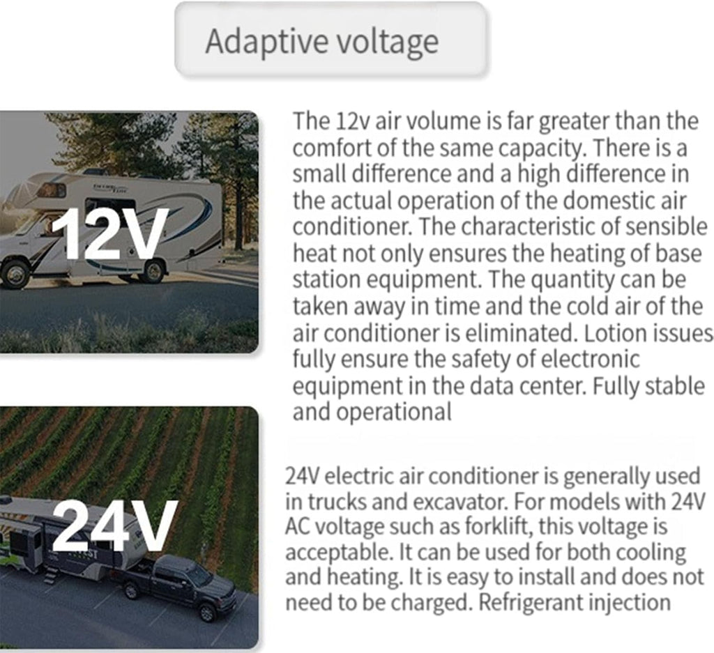 Rooftop Air Conditioner, All-in-One Unit RV Rooftop, Low Noise, Electric Scroll Air Compressor, for Truck RV AC Parking (24V)
