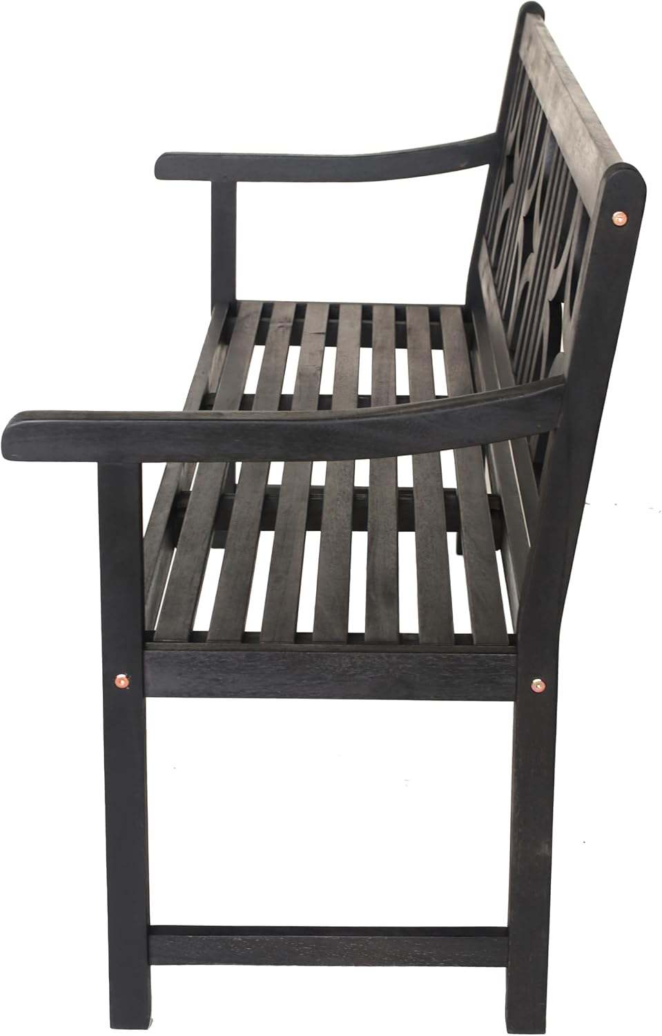JONATHAN Y BNH100C Sloane 59.1' 3-Seat Ogee Diamond-Back 600-Lbs Support Acacia Wood Outdoor Garden Patio Bench for Garden, Lawn, Backyard, Pool, Deck, Beach, Firepit, Black