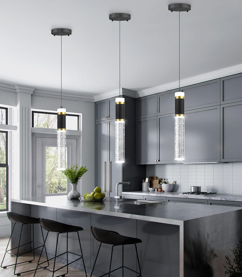 3-packs Pendant Lighting for Kitchen Island Mini Chandeliers Crystal Dining Room Hanging Lights LED Dimmable Drop Lights Ceiling Lighting Fixture Kitchen Sink Light Bathroom Bedroom 2700K 6000K