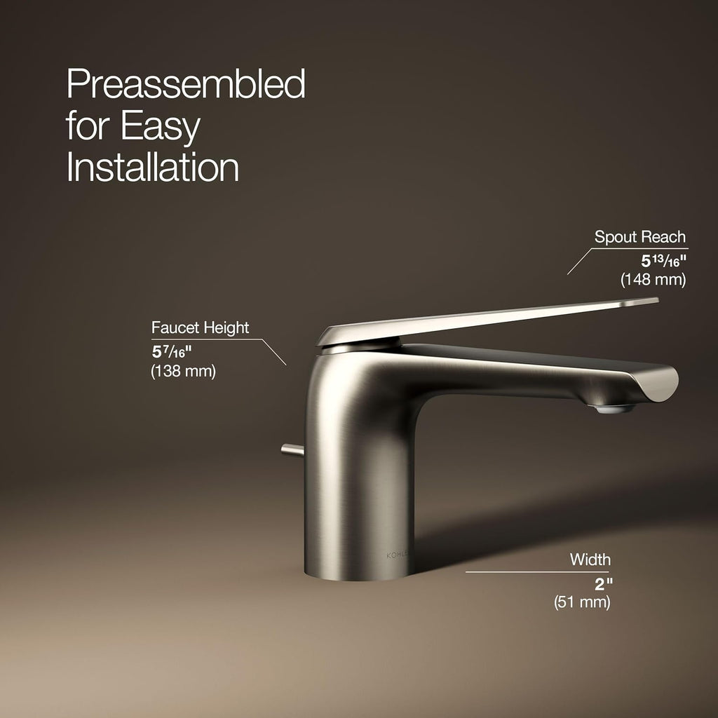 Kohler 97345-4-BN Avid® Single-Handle Bathroom Sink Faucet, 1.2 gpm, Vibrant Brushed Nickel