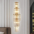 29.5 inch Modern Wall Sconce Contemporary Crystal Wall Sconce 5-Light Gold Bathroom Light Fixtures for Bedroom Hallway Living Room