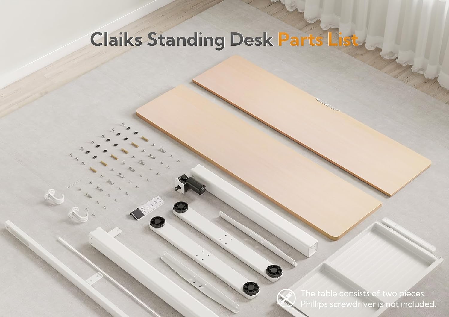 Claiks Standing Desk with Drawers, 48x24 Inch Stand Up Electric Adjustable Height Sit Stand Desk for Computer Workstation, Natural