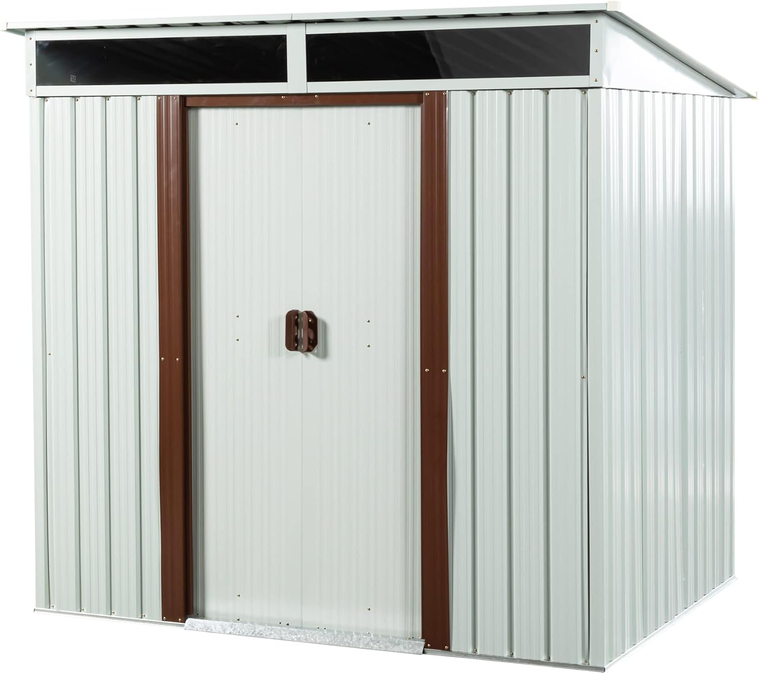 6 x 5 FT Outdoor Metal Storage Shed with Window and Punched Vents,Heavy Duty Storager House w/Sliding Doors & Padlock,Large Waterproof Tool Sheds for Garden,Backyard,Lawn,White