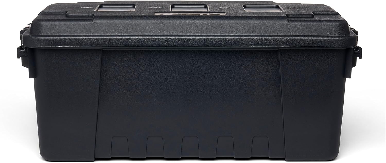 Plano Storage Trunk, Black, Medium, Lockable Storage Box, Airline Approved Sportsman Trunk, Hunting Gear and Ammunition Bin, Heavy-Duty Containers for Camping, 68-Quart