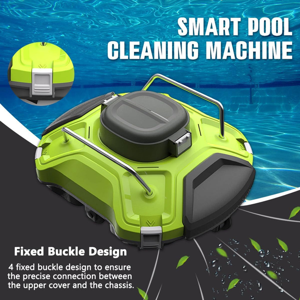 Automatic Robotic Pool Cleaner, Dual Motors Automatic Robot Leaf Cleaners for All Swimming Pool Cleaning Filter Clogged Low Battery Self Parking Function