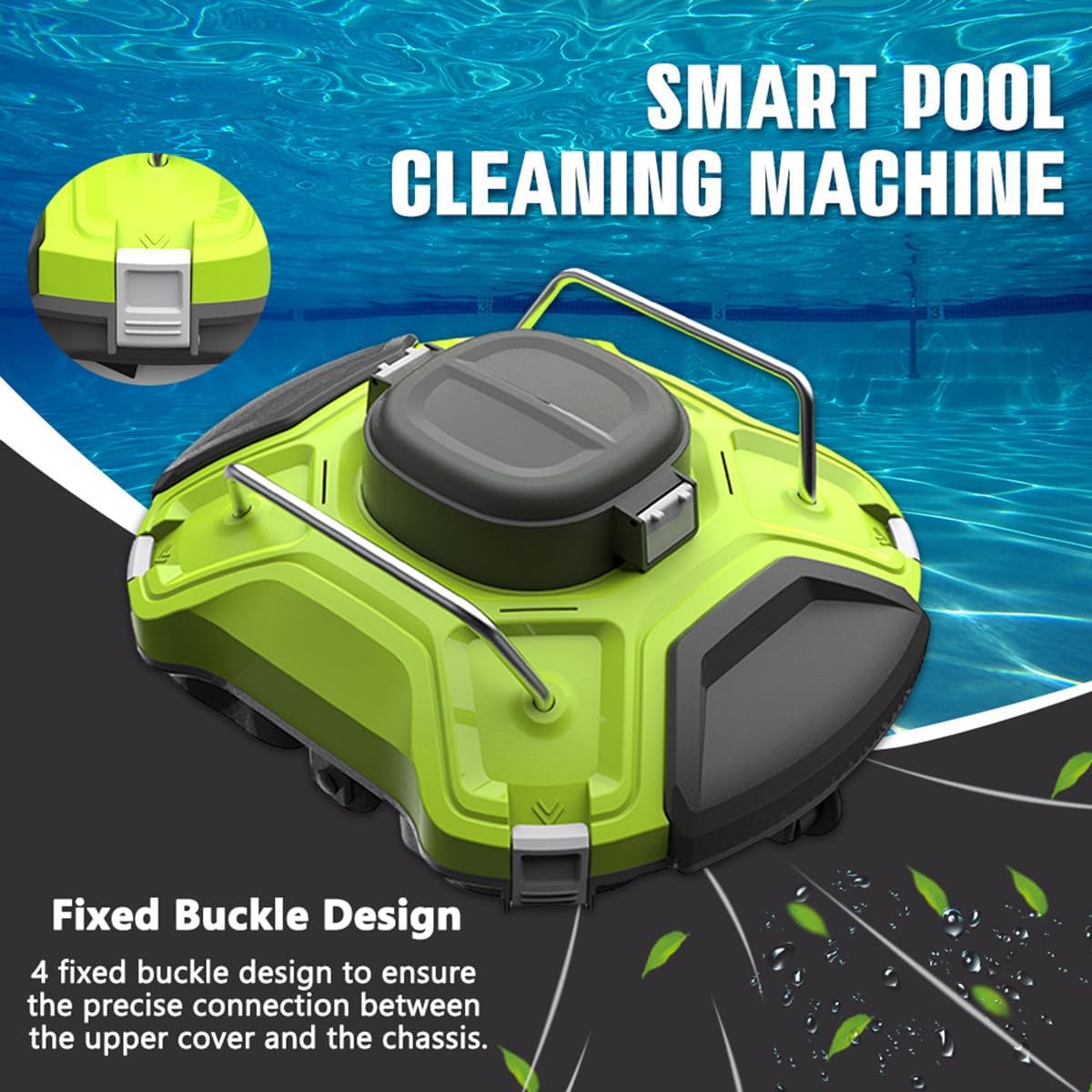 Automatic Robotic Pool Cleaner, Dual Motors Automatic Robot Leaf Cleaners for All Swimming Pool Cleaning Filter Clogged Low Battery Self Parking Function