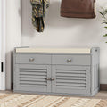 WARMHONIU Shoe Storage Bench with 2 Drawers, Entryway Bench with Cushion, Adjustable Shelves, Shoe Rack Bench with Louvered Doors for Entryway, Bedroom, Hallway, White