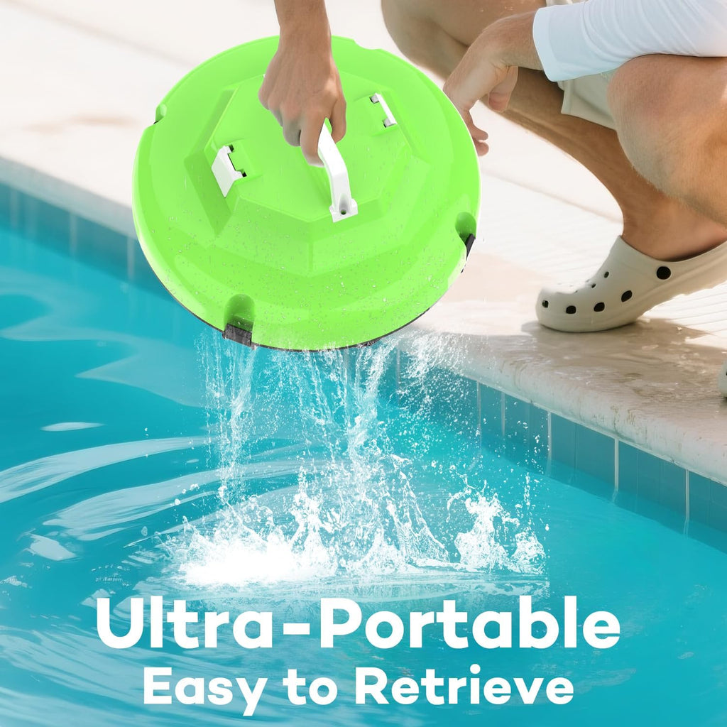 Robot Pool Vacuum for Above Ground Pool, Cordless Robotic Pool Cleaner Dual Motors, 130 Mins Runtime, Auto-Dock, Automatic Pool Vacuum Cleaner (Green White)