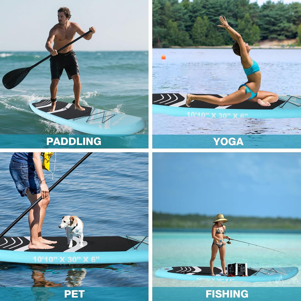 Inflatable Stand up Paddle Board, Extra Wide SUP, with Premium Paddleboard Accessories, Hand Pump, Backpack, Adult & Youth, for Yoga Fishing Paddling