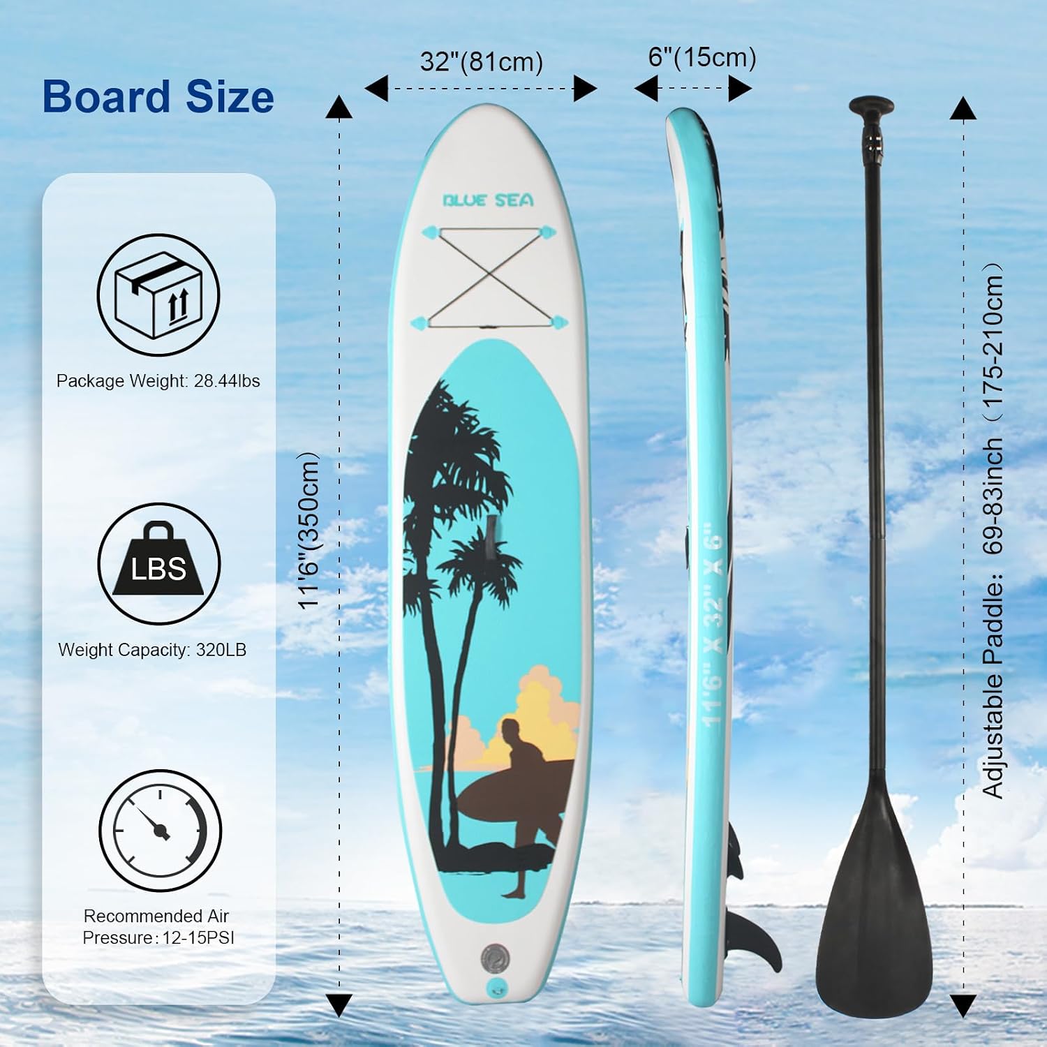 Inflatable Stand up Paddle Board, Extra Wide SUP, with Premium Paddleboard Accessories, Hand Pump, Backpack, Adult & Youth, for Yoga Fishing Paddling
