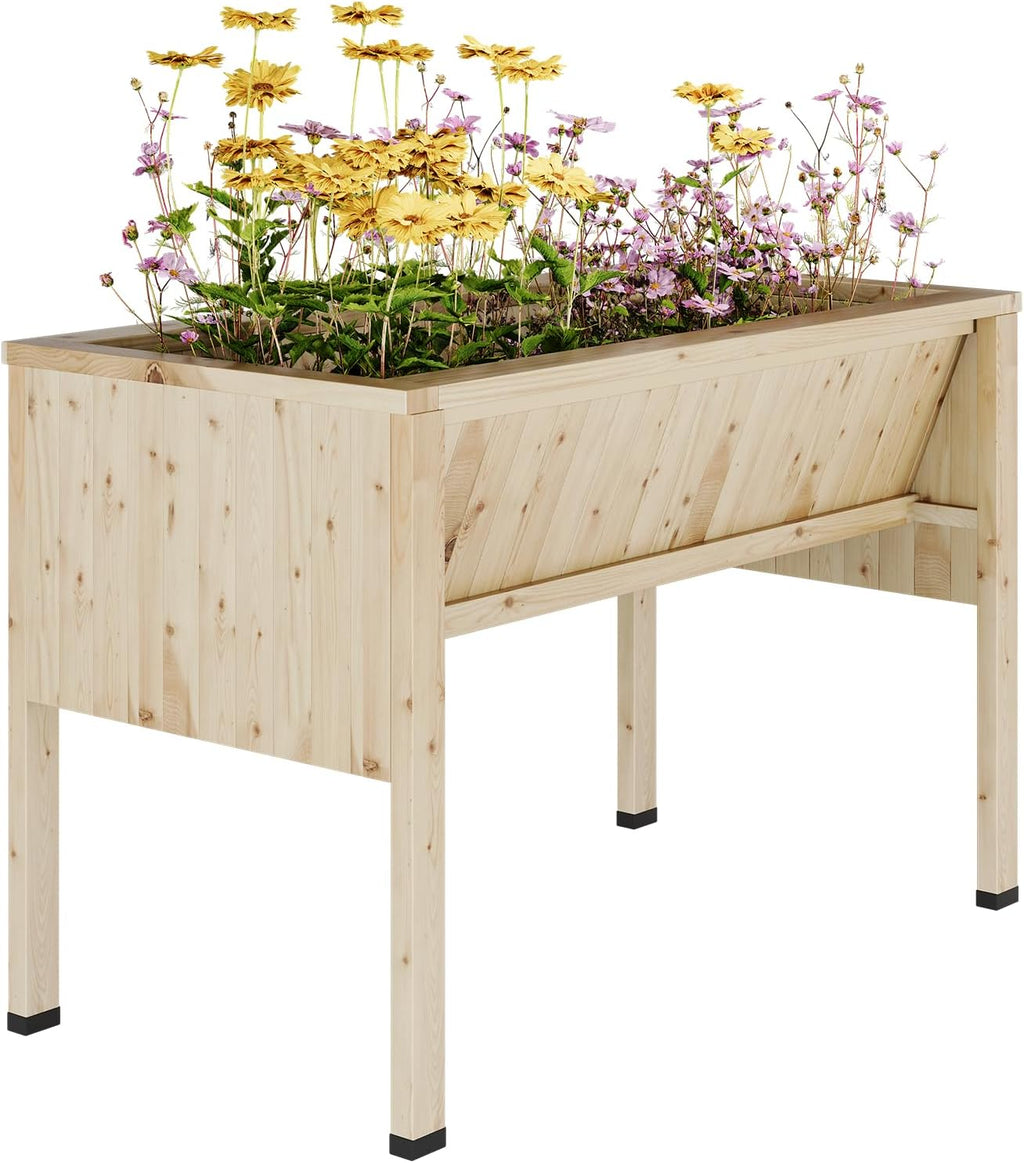 Garvee Large Raised Garden Bed (45x23x30 Inch) - Elevated Wood Planter Box with Storage Hooks & Locking Wheels - 13.7' Deep Outdoor Grow Box for Vegetables/Herbs w/Non-Woven Liner