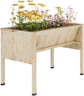 Garvee Large Raised Garden Bed (45x23x30 Inch) - Elevated Wood Planter Box with Storage Hooks & Locking Wheels - 13.7' Deep Outdoor Grow Box for Vegetables/Herbs w/Non-Woven Liner