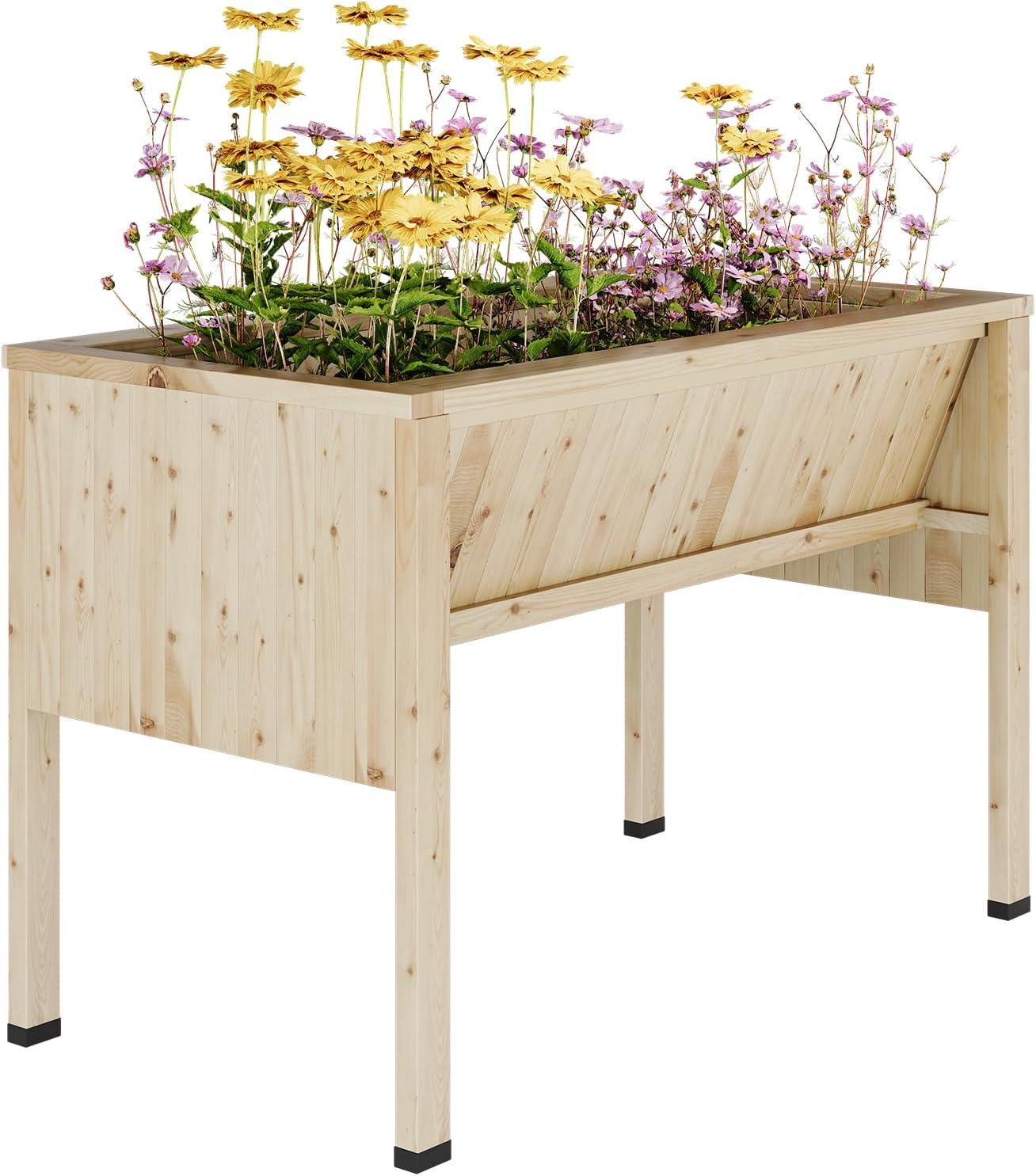 Garvee Large Raised Garden Bed (45x23x30 Inch) - Elevated Wood Planter Box with Storage Hooks & Locking Wheels - 13.7' Deep Outdoor Grow Box for Vegetables/Herbs w/Non-Woven Liner