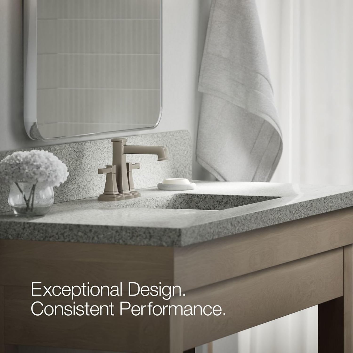 Kohler K-27398-4K-BN Riff Centerset Bathroom Sink Faucet, 1.0 gpm, Vibrant Brushed Nickel