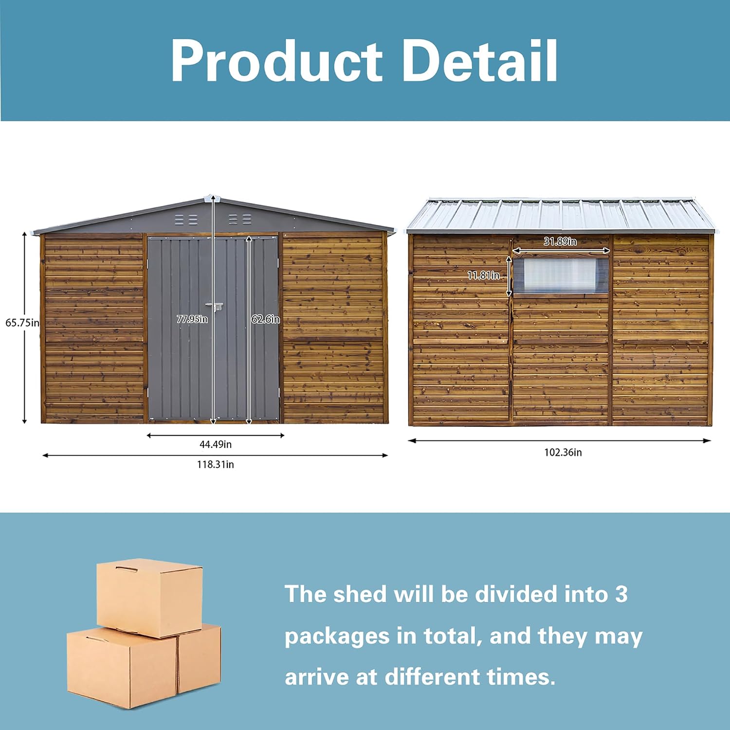 Endark 8x10FT Outdoor Storage Shed with Window, Lockable Sliding Doors & Metal Sloped Roof, Waterproof & Rust-Resistant for Garden, Backyard, Patio, Lawn, for Backyard Tools Storage