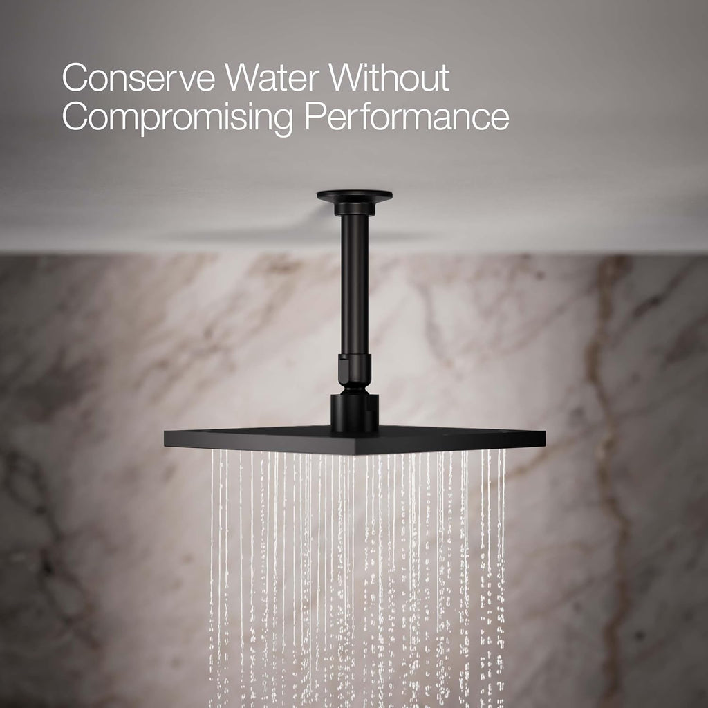 Kohler 13695-BL Contemporary Square 8' single-function rainhead, 2.5 gpm, Matte Black