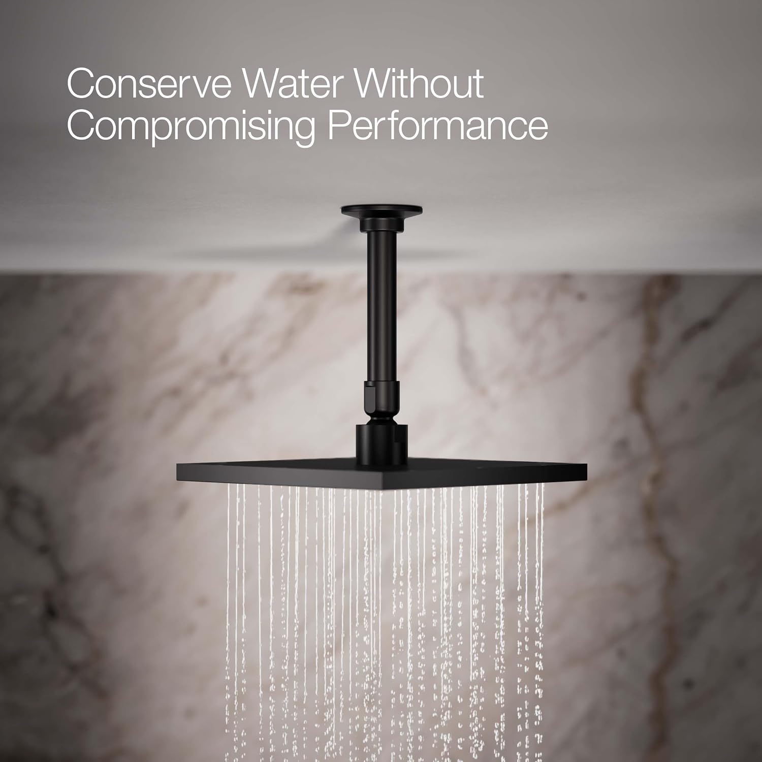 Kohler 13695-BL Contemporary Square 8' single-function rainhead, 2.5 gpm, Matte Black