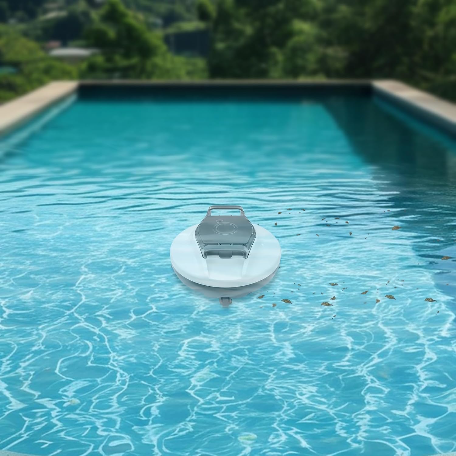 Cordless Robotic Pool Cleaners, Automatic Swimming Pool Cleaning Machine High Efficiency Pool Cleaning Robot, for Pools, Spas, Hot Tubs, and Landscape Pools (Grey, White)