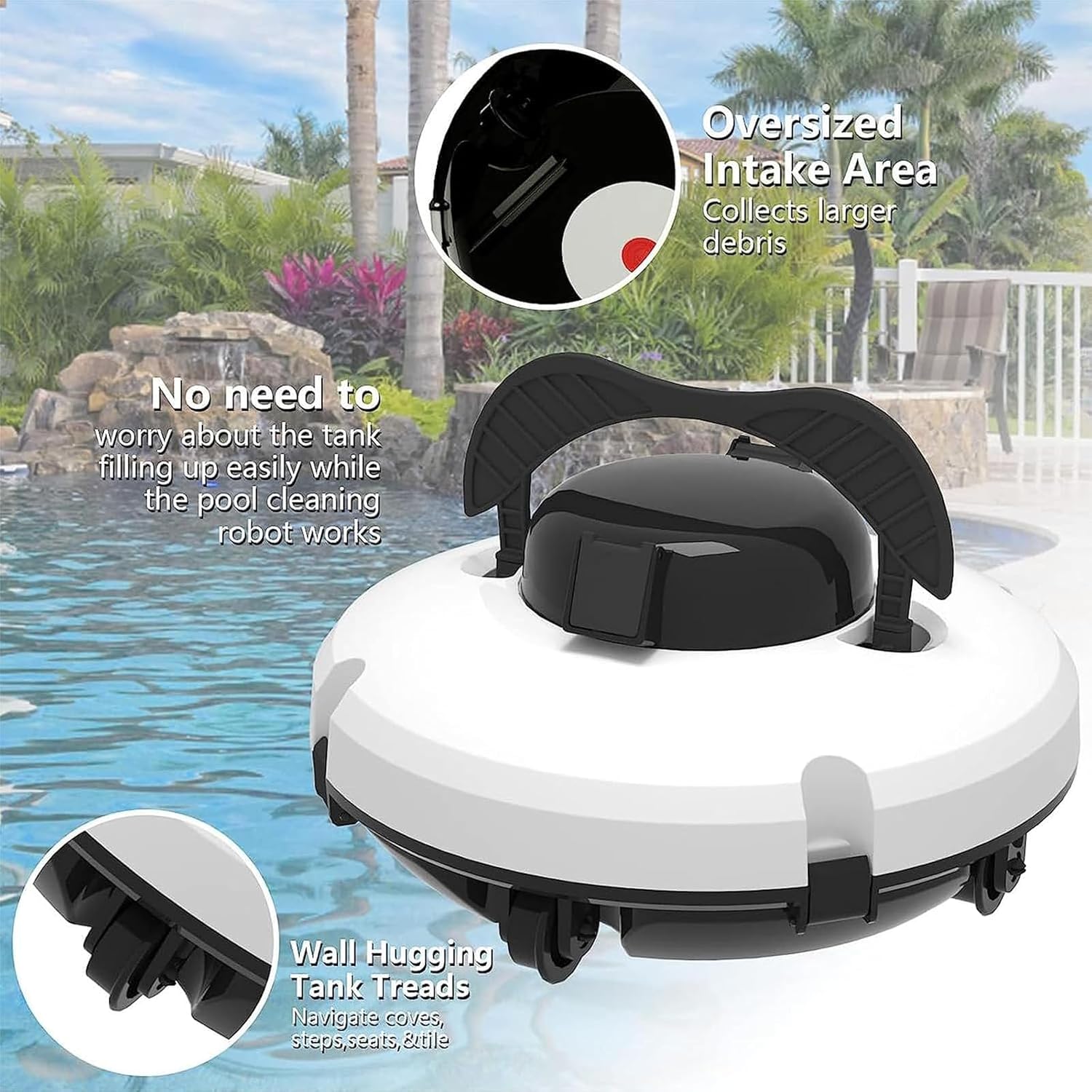 Swimming Pool Hoover,Rechargeable Automatic Pool Cleaning Robot,Wireless Intelligent Cleaning Underwater Cleaning Suction Unit
