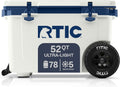 RTIC 52 Quart Ultra-Light Wheeled Hard Cooler Insulated Portable Ice Chest Box for Beach, Drink, Beverage, Camping, Picnic, Fishing, Boat, Barbecue, 30% Lighter Than Rotomolded Coolers