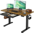Claiks Standing Desk with Drawers, 48 x 24 Inches Electric Standing Desk Adjustable Height, Sit Stand Up Desks Computer Workstation, Rustic Brown