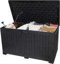 230 Gallon Deck Box Waterproof, Outdoor Storage Box Waterproof Lockable with Divider and Lifter Prevent Water Seeping into from Floor for Patio Cushions