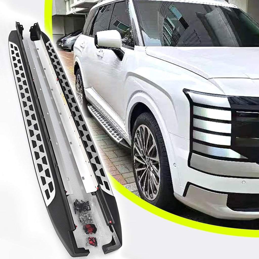 Heavy Duty Running Boards for 2026 2027 Hyundai Palisade, 2PCs, Silver | Fixed Side Steps, Side Pedal Rail Board, DIY gift for dad/husband, Silvery Supports 250 lbs, Palisade Accessories