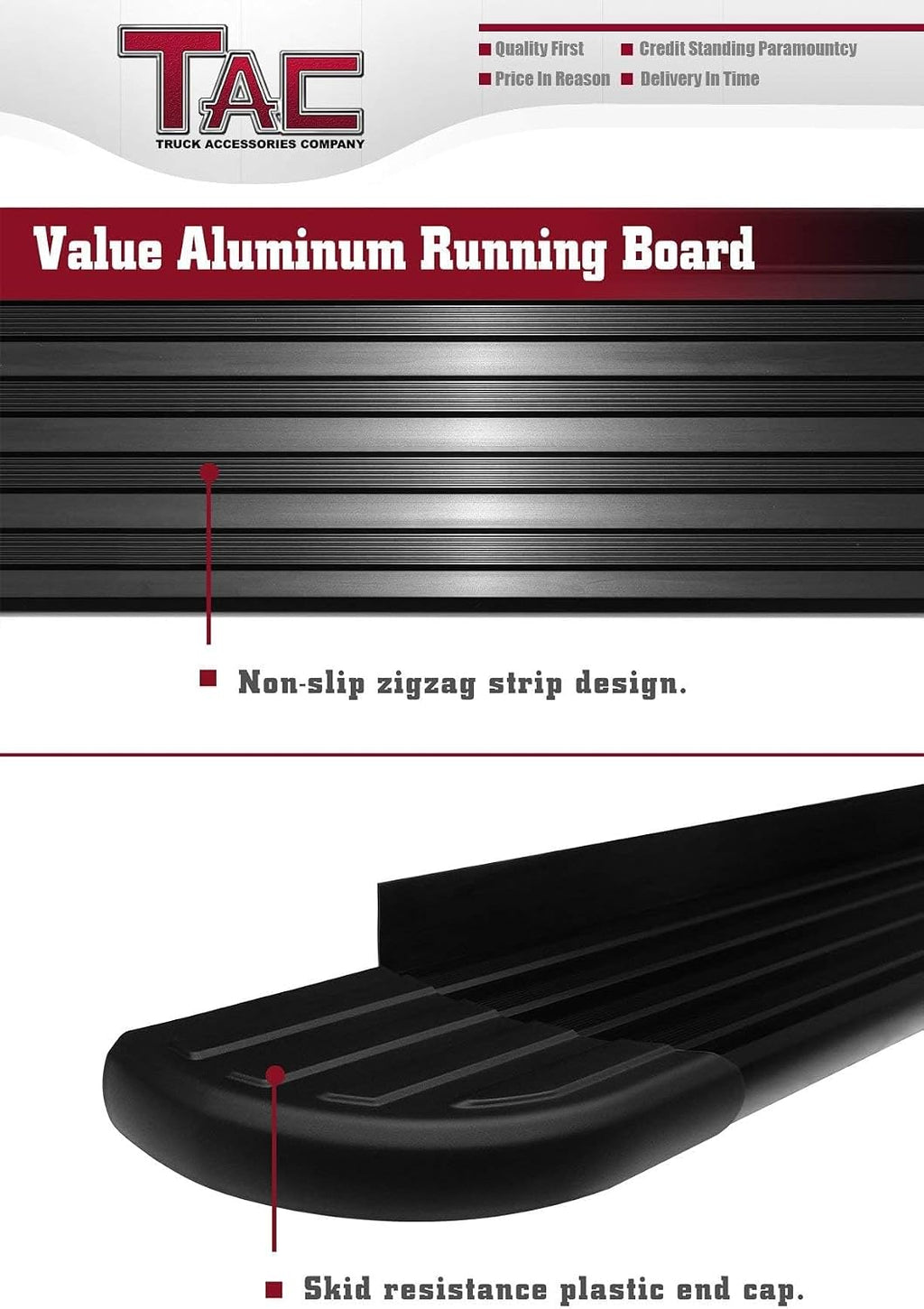 TAC Running Boards Fit 2011-2026 Dodge Durango (Exclude R/T, GT, GT Plus and SRT Models) Aluminum SUV Black Side Steps Nerf Bars Step Rails Running Boards Off Road Exterior Accessories (2 Pieces)