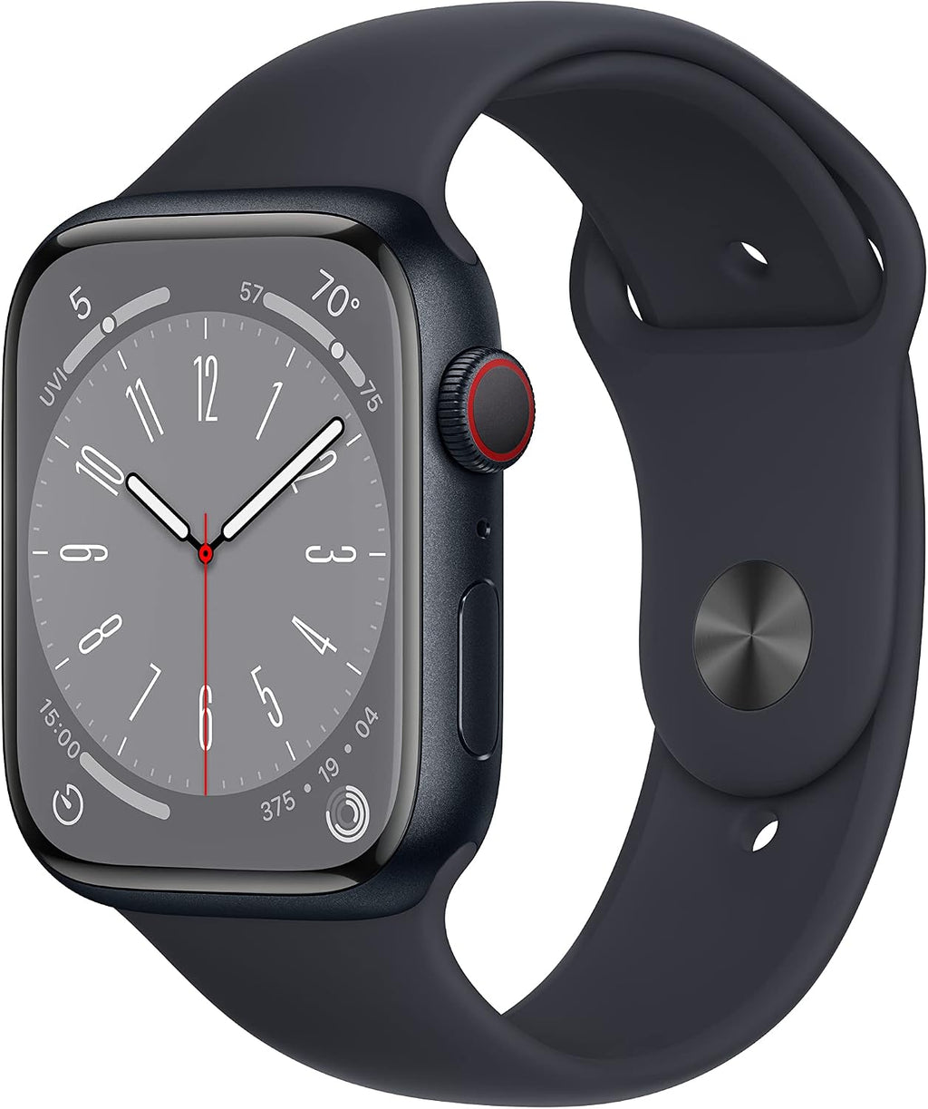 Apple Watch Series 8 (GPS + Cellular, 45MM) Midnight Aluminum Case with Midnight Sport Band - S/M (Renewed)