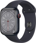 Apple Watch Series 8 (GPS + Cellular, 45MM) Midnight Aluminum Case with Midnight Sport Band - S/M (Renewed)