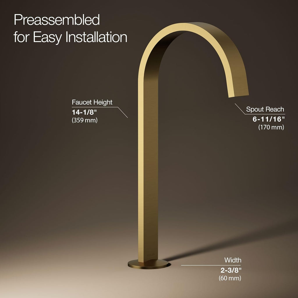 Kohler 77966-2MB Components® Bathroom sink faucet spout with Ribbon design, 1.2 gpm, Vibrant Brushed Moderne Brass