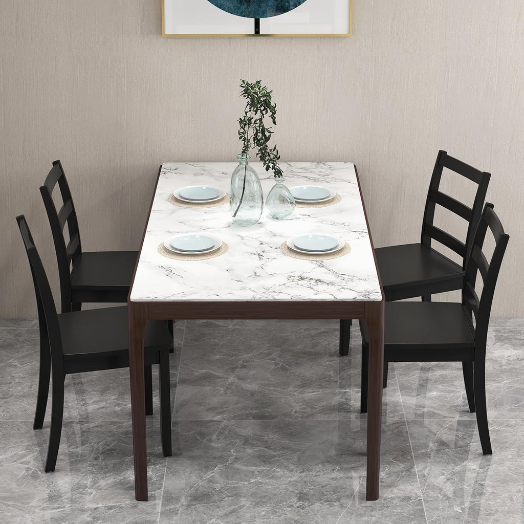 GOFLAME Dining Chairs Set of 4, Ladder Back Side Chairs with Solid Rubber Wood Legs & Non-Slip Food Pads, 4-Pack Space-Saving Armless Dining Chairs for Dining Room, Living Room, Restaurant, Black