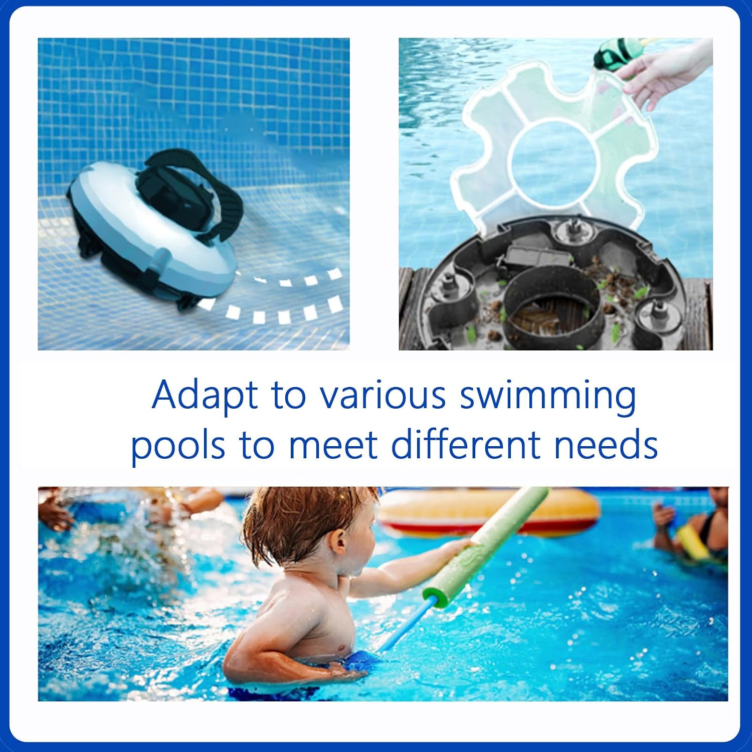Cordless Pool Cleaning Robot with Battery, Cordless Pool Vacuum Robot,Intelligent Pool Vacuum Cleaner, Pool Vacuum, Rechargeable Robotic Pool Cleaners