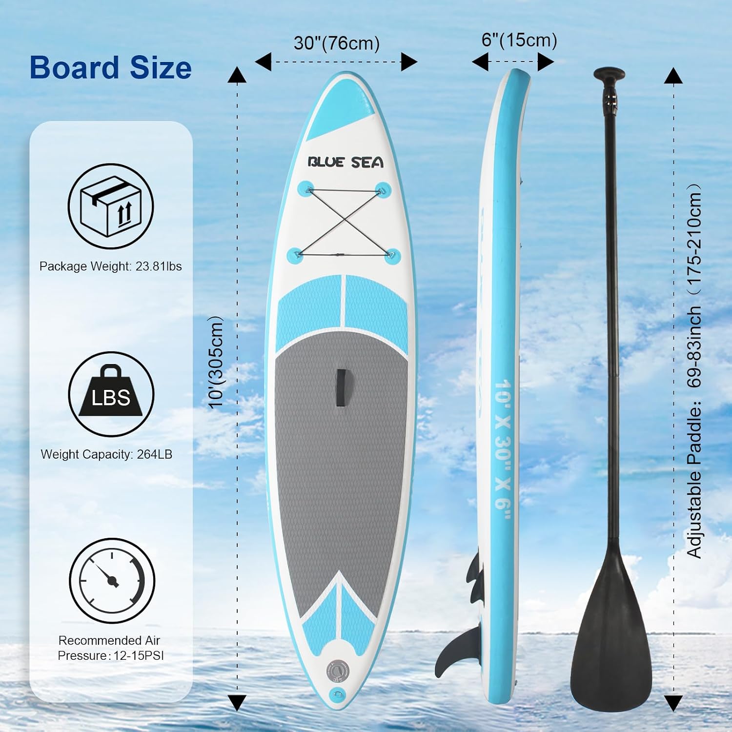 Inflatable Stand up Paddle Board, Extra Wide SUP, with Premium Paddleboard Accessories, Hand Pump, Backpack, Adult & Youth, for Yoga Fishing Paddling
