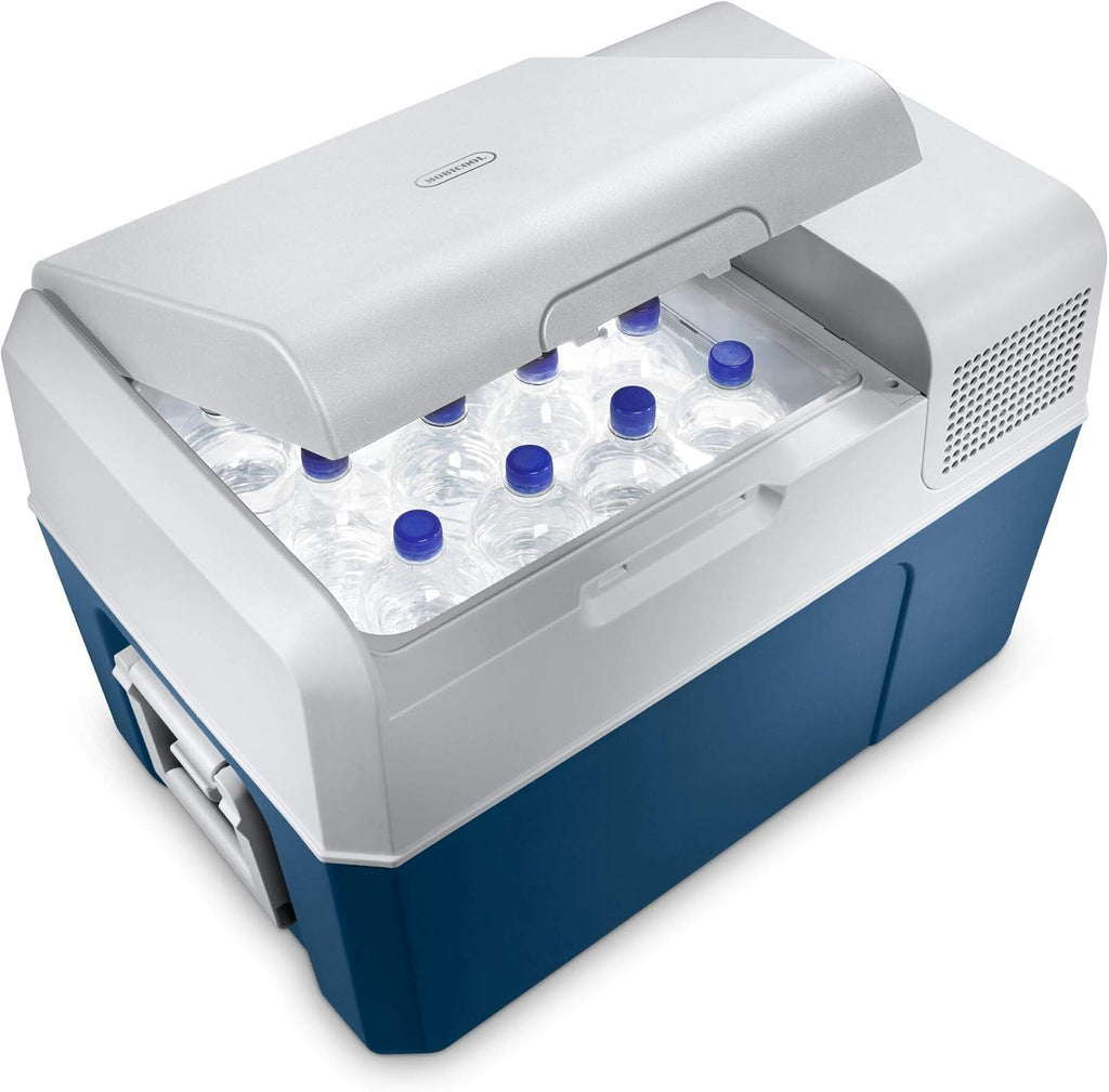 Mobicool MCF60-58 l Compressor Cooler, Blue/Grey, Cool Box 12/24 V DC / 100-240 V AC, Mini Fridge for Car, Truck, Boat, Motorhome and Power Socket