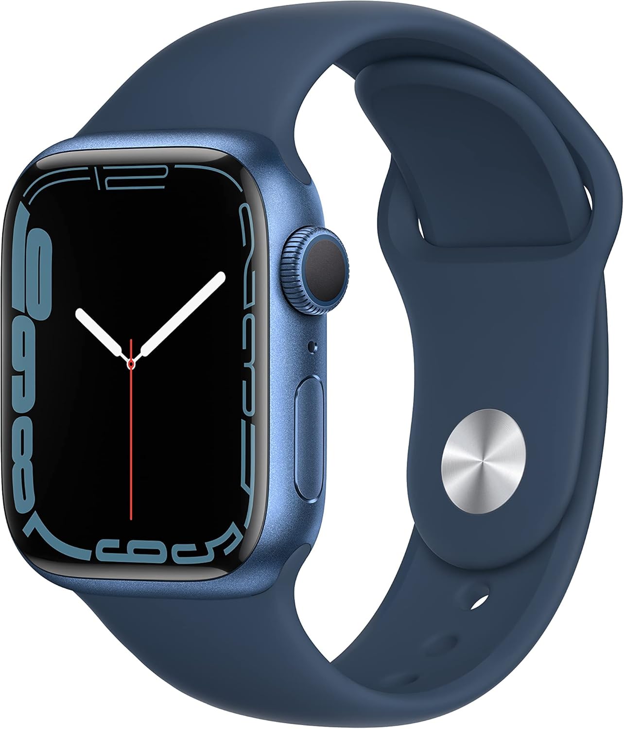 Apple Watch Series 7 (GPS, 41mm) Blue Aluminum Case with Abyss Blue Sport Band, Regular (Renewed)