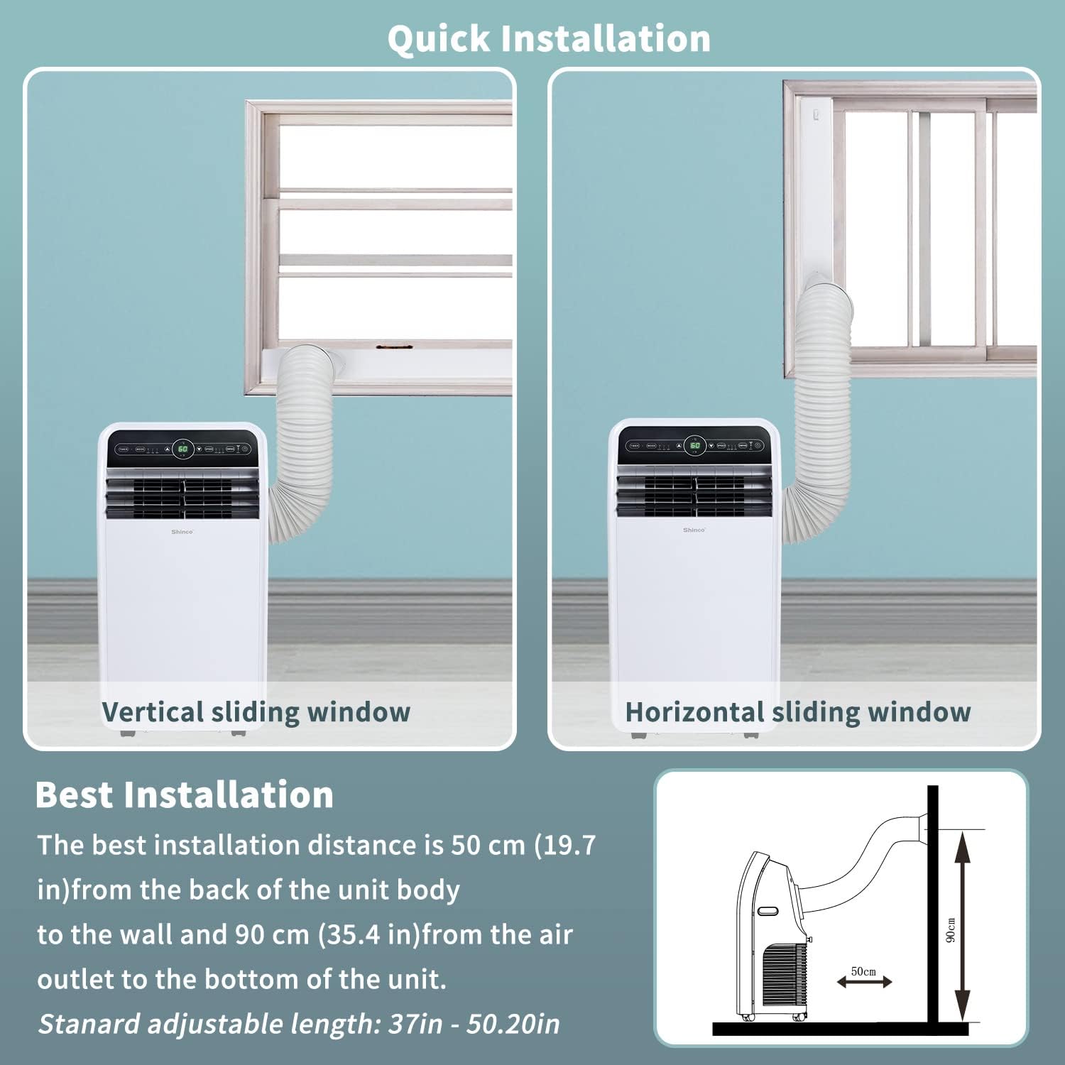 Shinco 12,000 BTU Portable Air Conditioner with WiFi, Portable AC Unit with Built-in Cool, 3-in-1 Cooling Fan & Dehumidifier for Rooms up to 450 Sq.Ft, Remote, 24H Timer, Installation Kits
