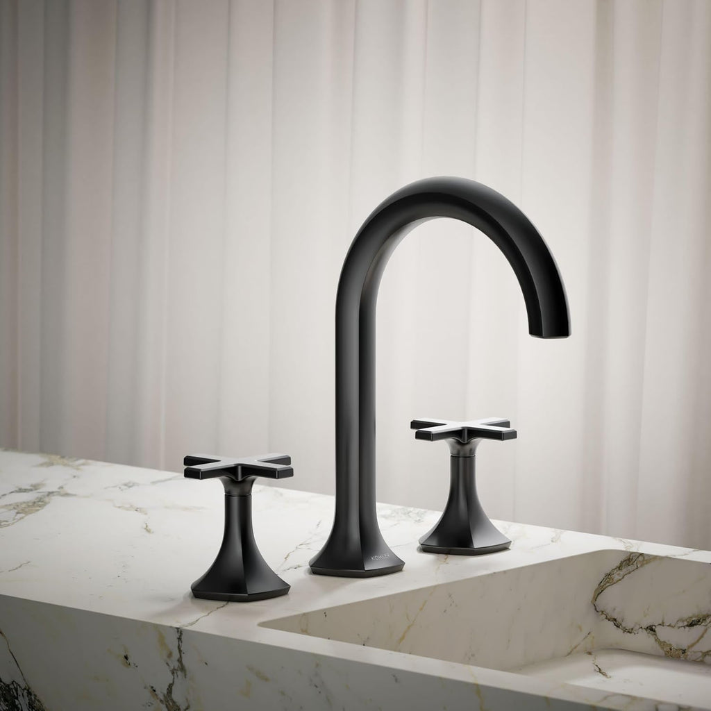 Kohler 27010-3-BL OCCASION™ Cross bathroom sink faucet handles, Matte Black