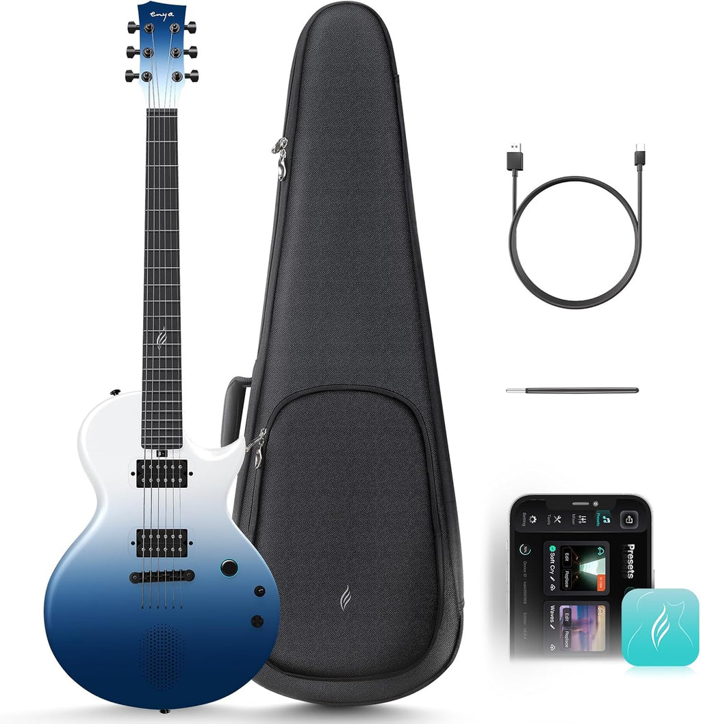 Enya Electric Guitar Nova Go Sonic Smart Electric Carbon Fiber Guitarra with 10W Wireless Speaker, Onboard Presets, All-in-One Portable Rig for Street Performers & Home Studios, 2-Year Warranty