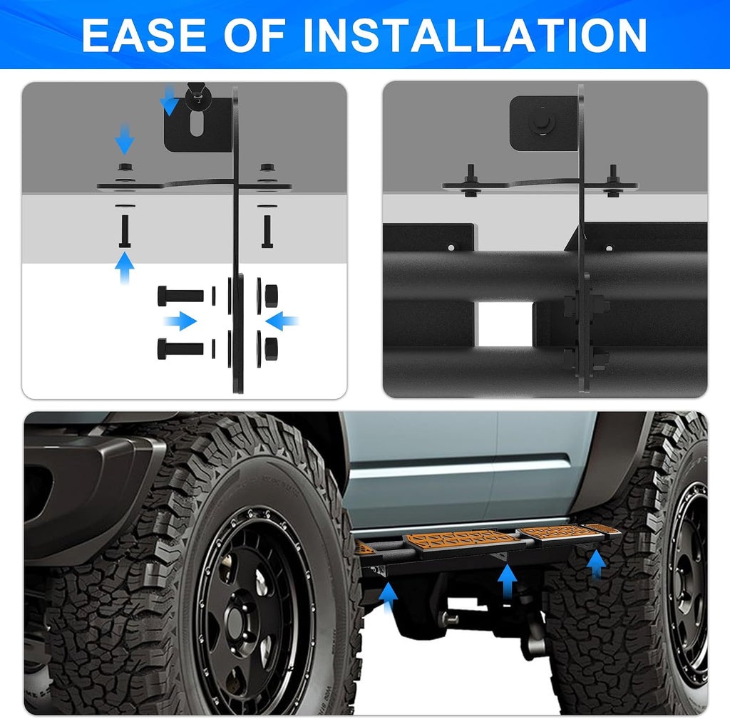 Orange Running Boards fit for Ford Bronco 4-Door 2021-2026 | (Excluding Bronco Sport), 7 inch non-slip rock rail side steps bars DIY painting orange panel stainless steel