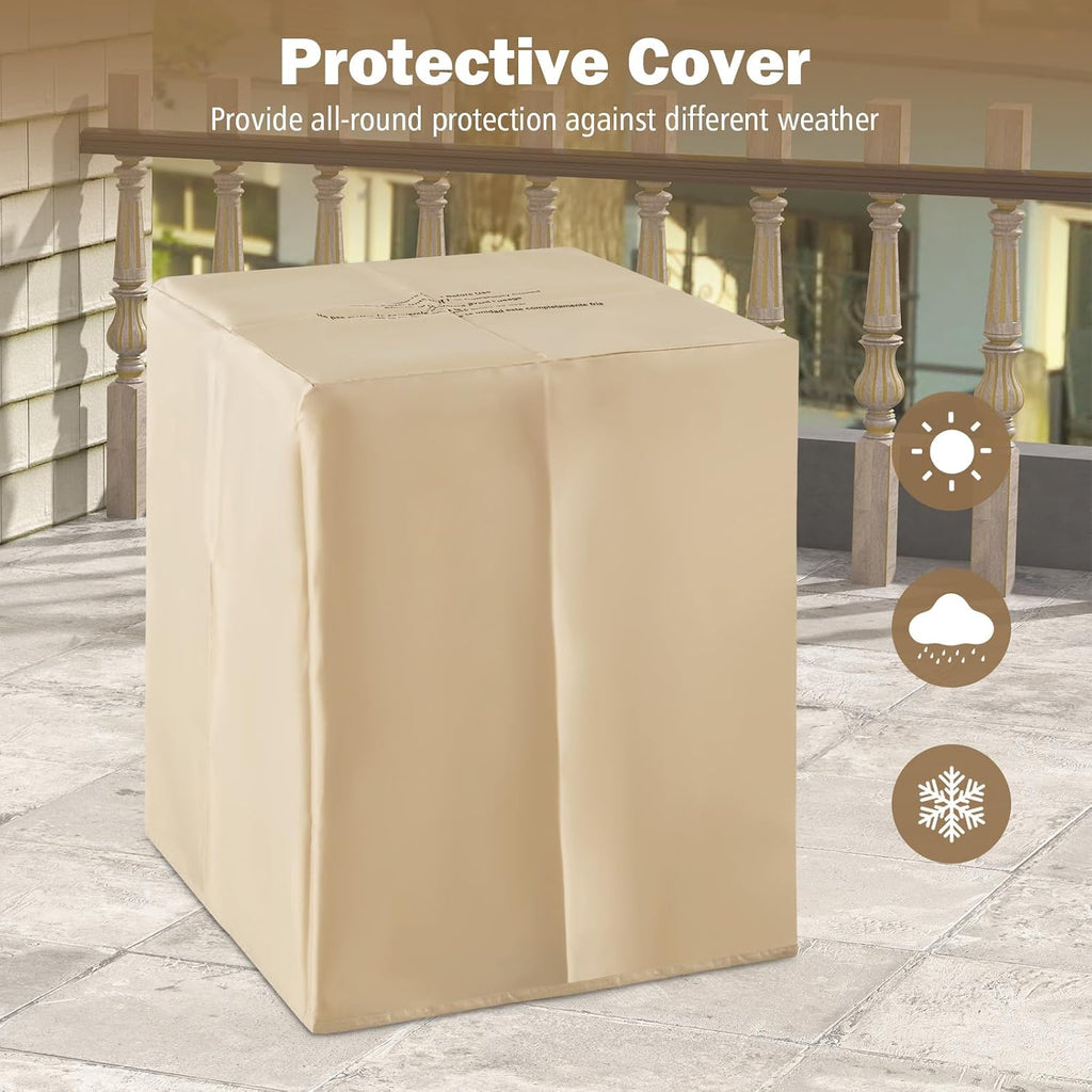 Giantex Propane Tank Cover Table - 16' Square Hideaway Table w/Waterproof and Side Handles, Outdoor Terrazzo Storage, 20 lb Propane Tank Cover for Fire Pit Gas Grill Griddle