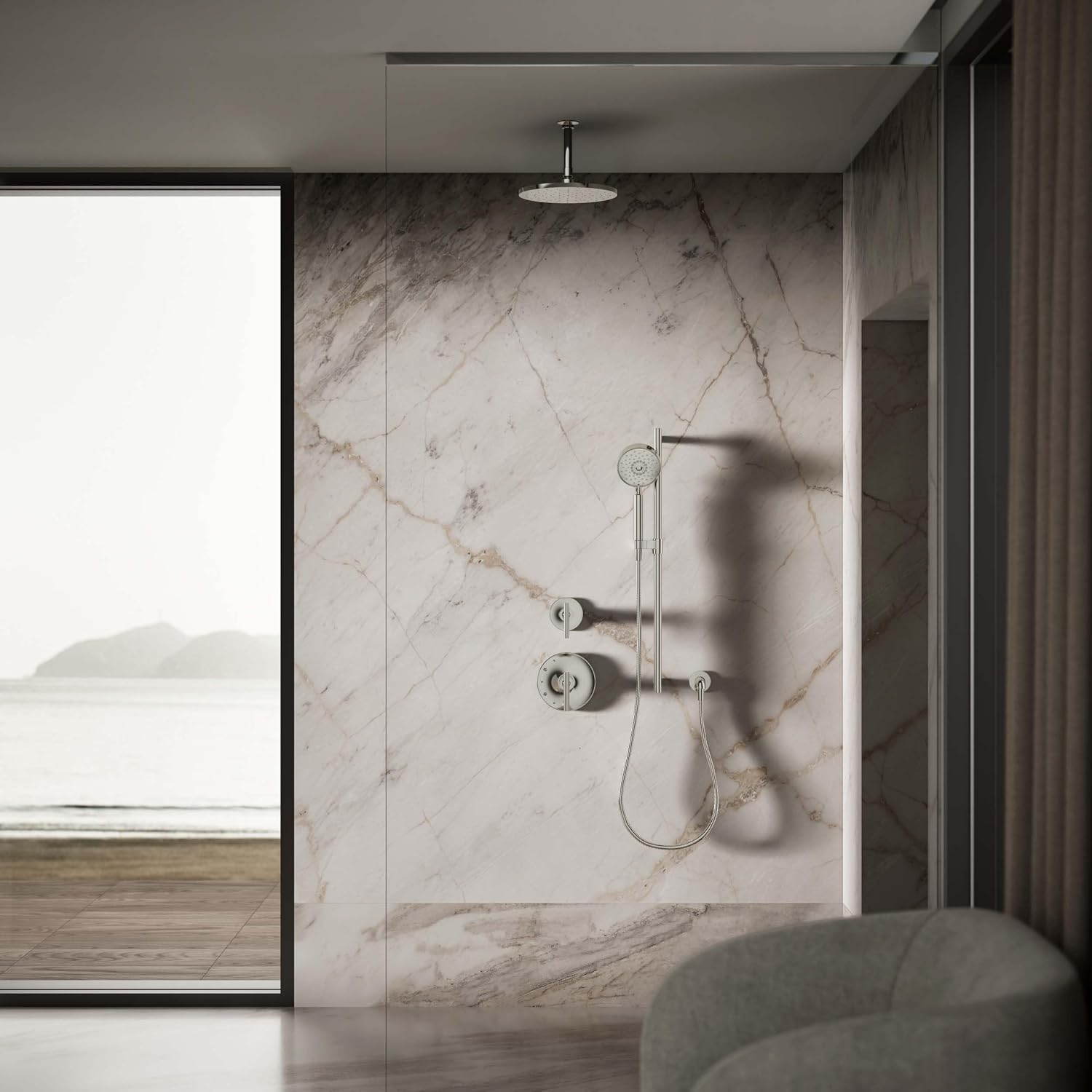 Kohler 13689-G-SN Contemporary Round 10' single-function rainhead, 1.75 gpm, Vibrant Polished Nickel