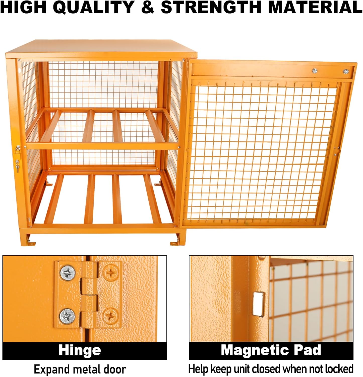 Sidasu Propane Tank Storage Cabinet - 31'x30'x35' Yellow Steel Box Holds 4 Cylinders (Fits 3,5,11,20,30,33lb Tanks)
