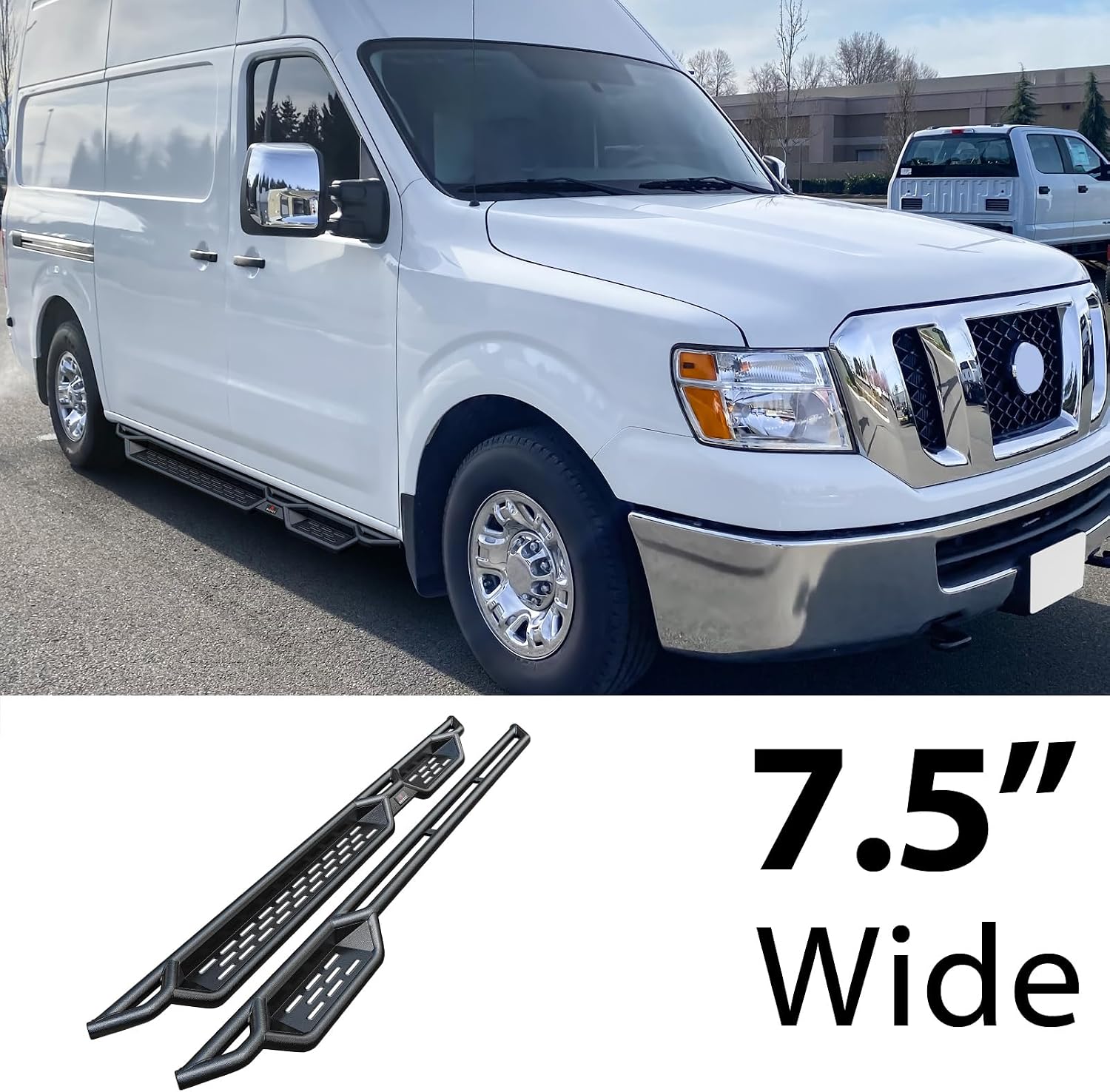 HD Ridez Drop Down Style Running Boards Side Step Compatible with Nissan NV 1500 2500 3500 2012-2021 Full Size Van
